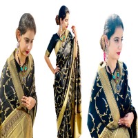 Stylish Black & Golden Saree For Women